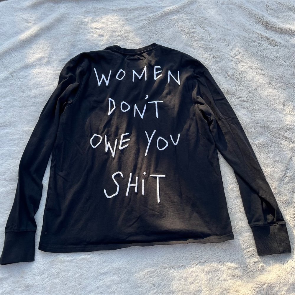 CHNGE Women Don't Owe You Shit Long Sleeve Black Tee Shirt